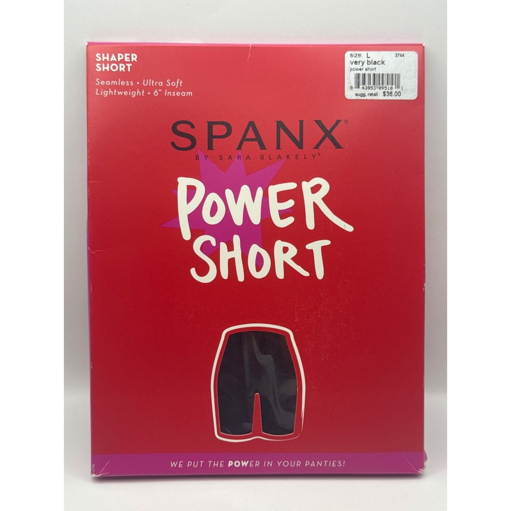 SPANX‎ Power Short Shaper Short Size L Lightweight Ultra Soft Very Black NEW